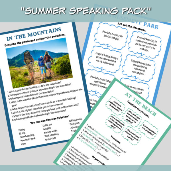 Summer speaking pack zestaw do druku