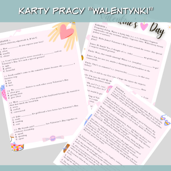 Karty pracy Walentynki do druku