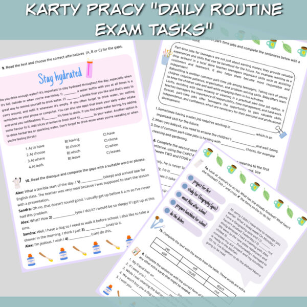 Karty pracy Daily Routine Exam Tasks do druku - Lamipoli