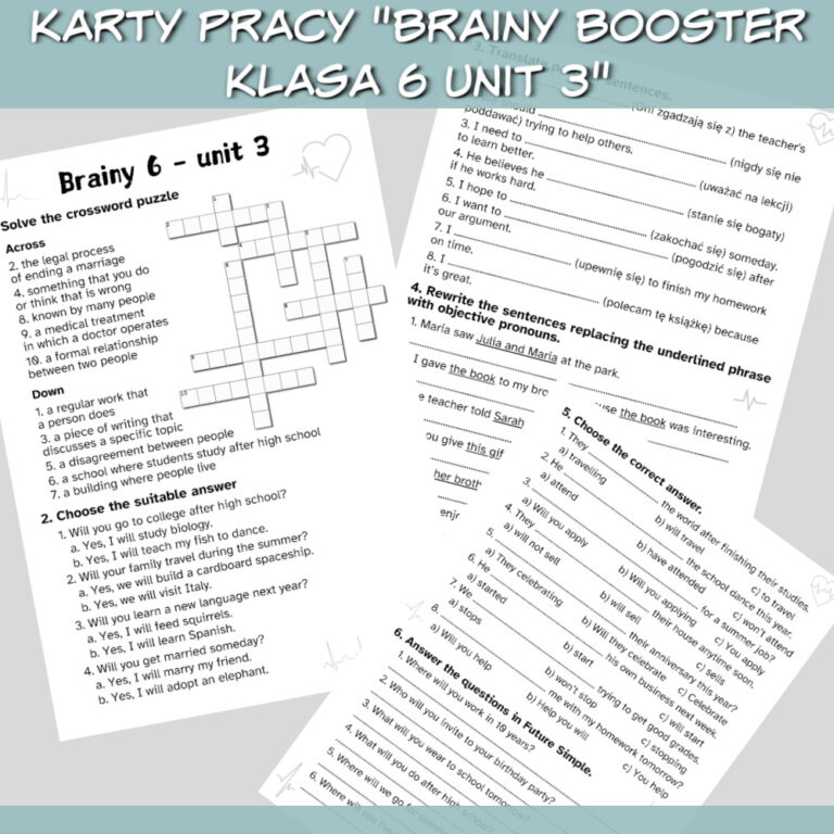 Zestaw Brainy Booster klasa 6 Unit 3 do druku; online - Lamipoli