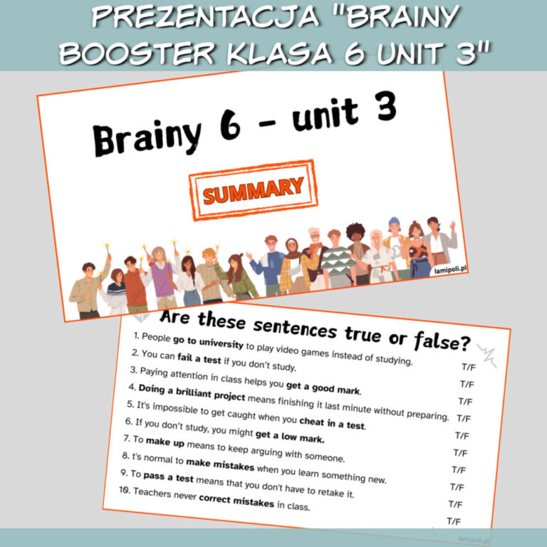 Zestaw Brainy Booster klasa 6 Unit 3 do druku; online - Lamipoli
