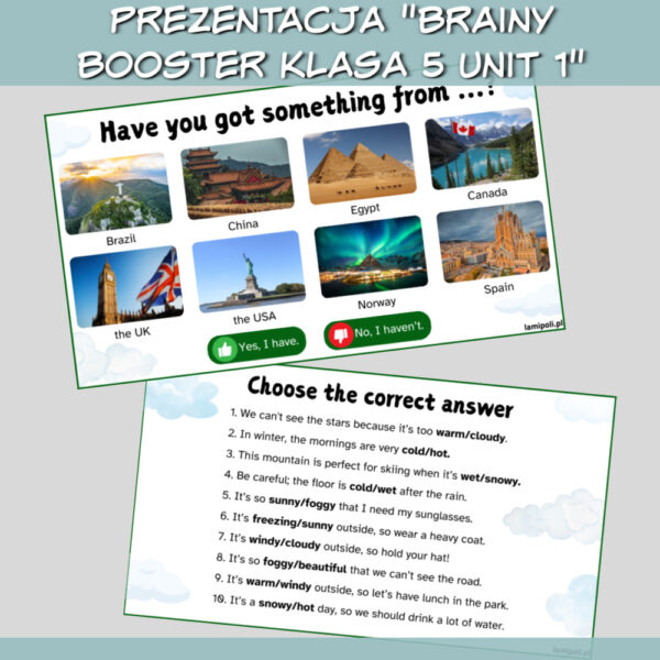 Zestaw Brainy Booster klasa 5 Unit 1 do druku, online