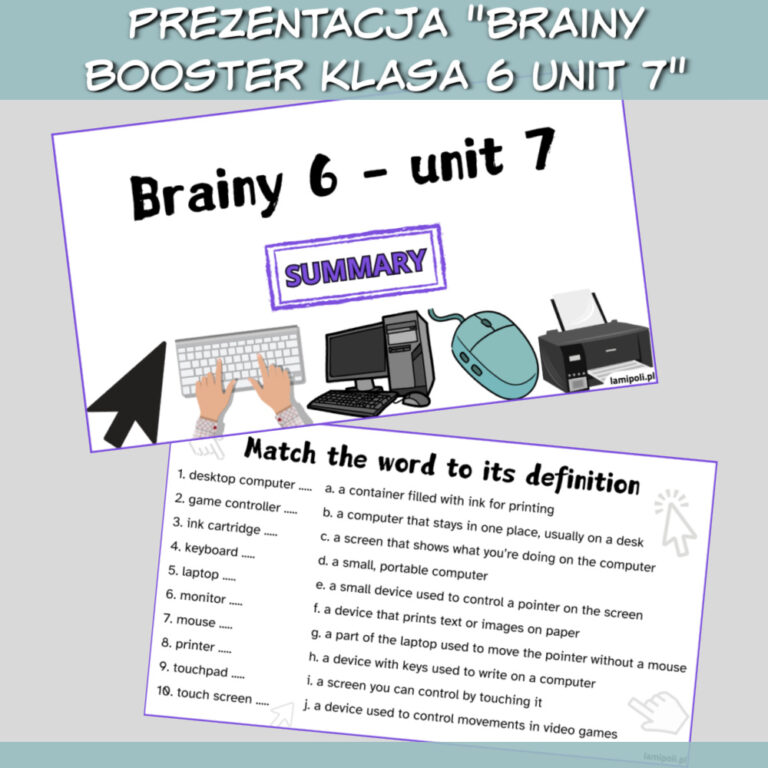Zestaw Brainy Booster klasa 6 Unit 7 do druku, online - Lamipoli