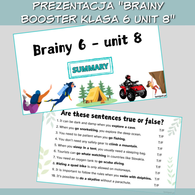 Zestaw Brainy Booster klasa 6 Unit 8 do druku, online - Lamipoli