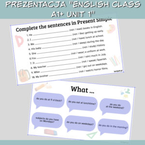 Zestaw English Class A1+ Unit 1 do druku, online - Lamipoli