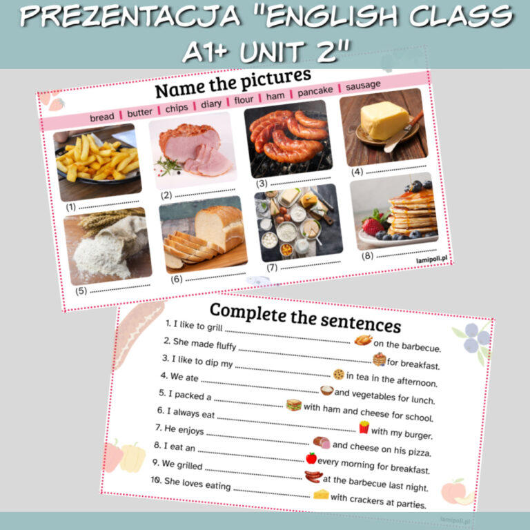 Zestaw English Class A1+ Unit 2 do druku, online - Lamipoli