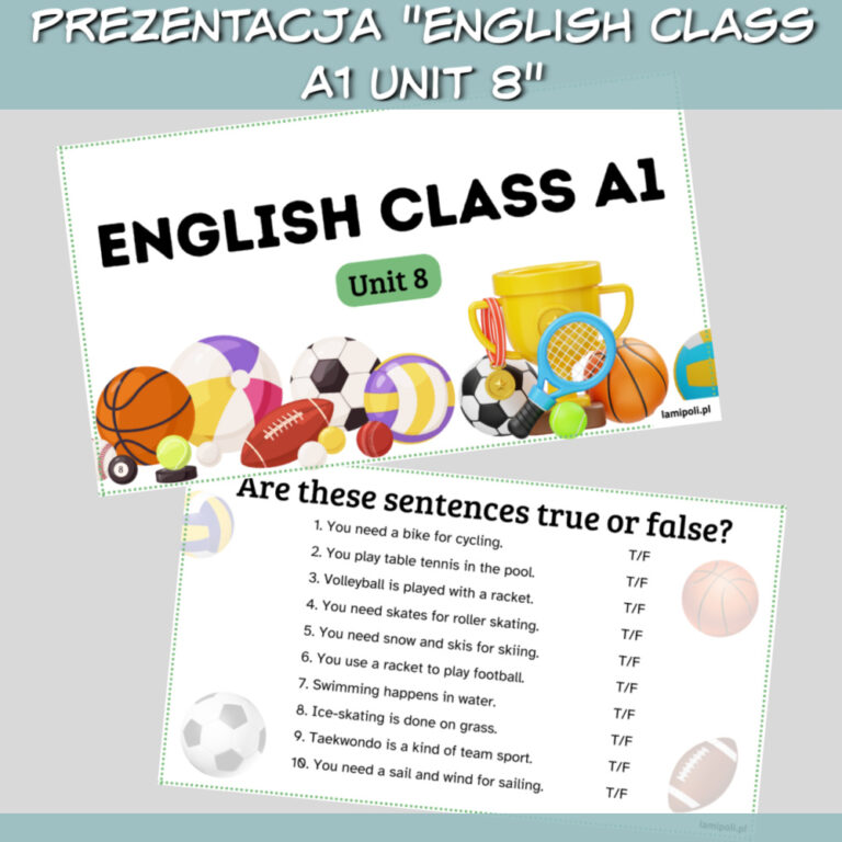 Zestaw English Class A1 Unit 8 do druku, online - Lamipoli