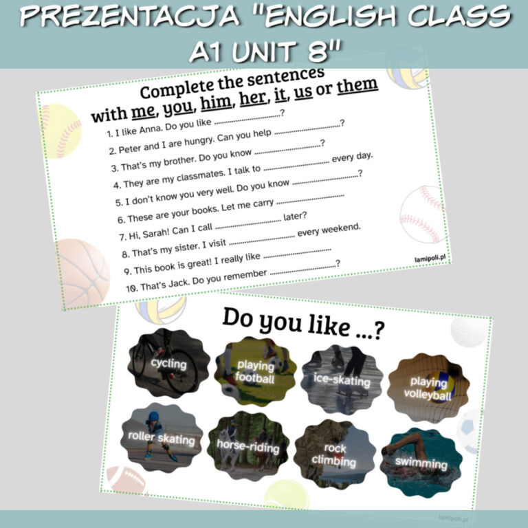 Zestaw English Class A1 Unit 8 do druku, online - Lamipoli