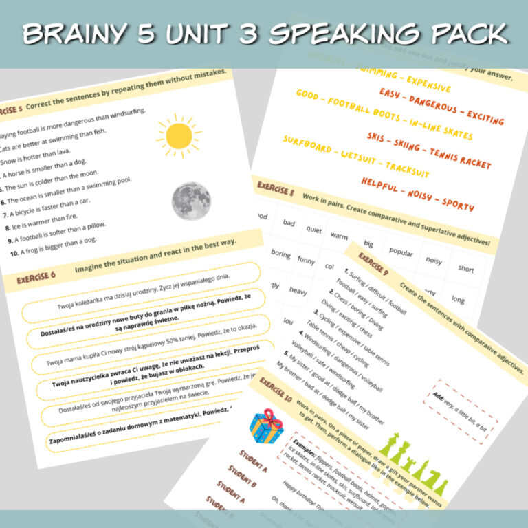 Brainy 5 Unit 3 Speaking Pack do druku - Lamipoli