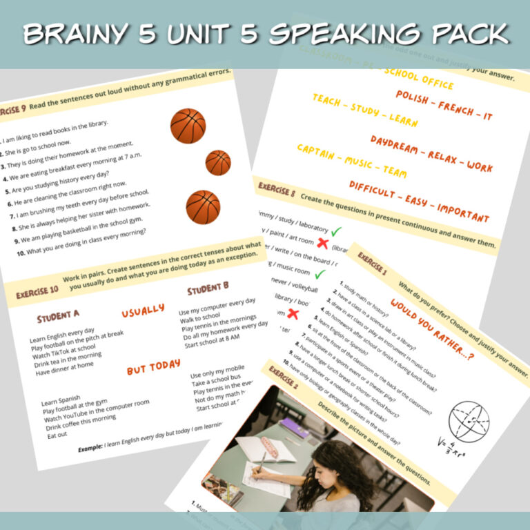 Brainy 5 Unit 5 Speaking Pack do druku - Lamipoli