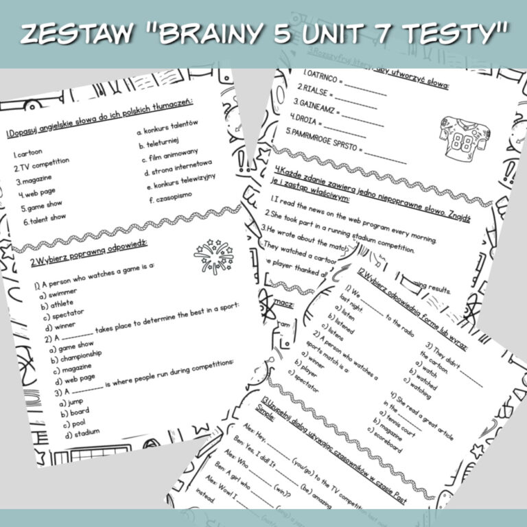 Zestaw Brainy 5 Unit 7 Testy do druku - Lamipoli