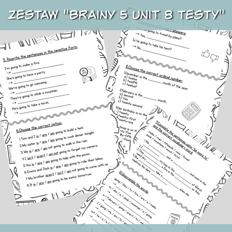 Zestaw Brainy 5 Unit 8 Testy do druku - Lamipoli